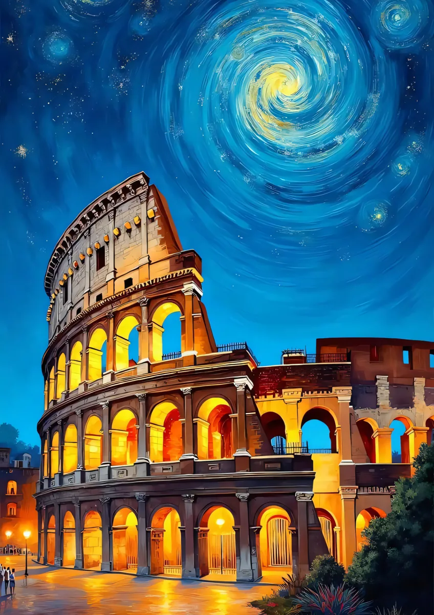Rome Colosseum Starry Night Van Gogh Poster