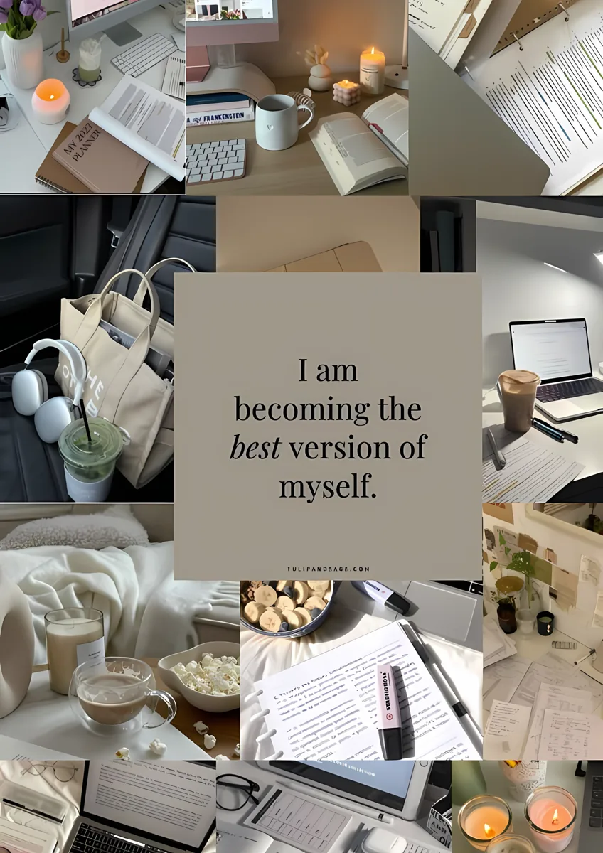 Becoming The Best Version Of Myself Aesthetic Desk Poster