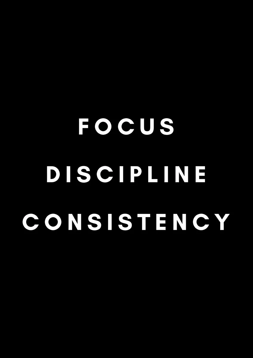 Focus Discipline Consistency Minimalist Black Poster