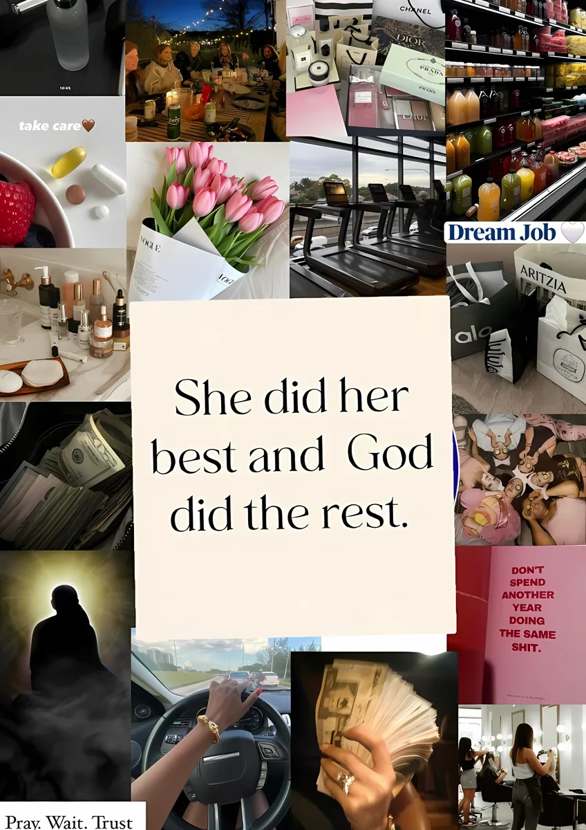 She Did Her Best And God Did The Rest Vision Board Poster